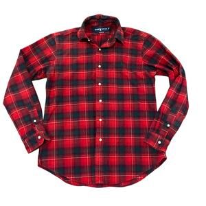 RALPH LAUREN Plaid Flannel Button Down Shirt Mens Sz Medium Red Green Midweight